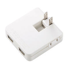 USB充電タップ型ACアダプタ（ホワイト）[ACA-IP14W] - サンワサプライ