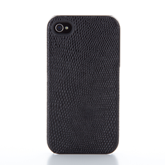 Simplism Leather Cover Set for iPhone 4（Lizard Black）[TR-LCSIP4-LB] - Trinity