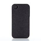 Simplism Leather Cover Set for iPhone 4（Lizard Black）[TR-LCSIP4-LB]