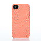 Simplism Leather Cover Set for iPhone 4（Lizard Orange）[TR-LCSIP4-LO]